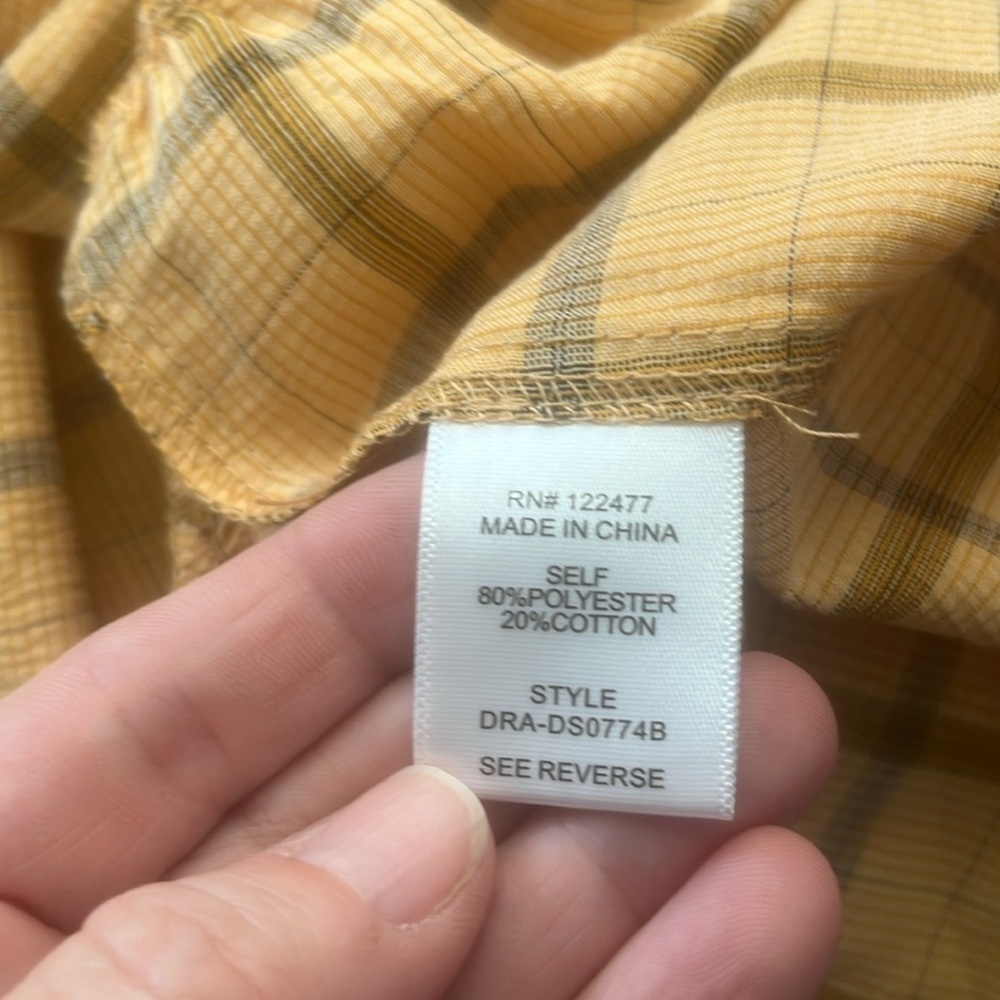 Anthropologie DRA Yellow and Gray Plaid Puff Short Sleeve Mini Dress Size - Picture 5 of 9